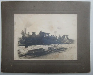 EARLY LOCOMOTIVE - "Grace Contracting Co." - Early Cabinet Photo (8" x 10") - Picture 1 of 2