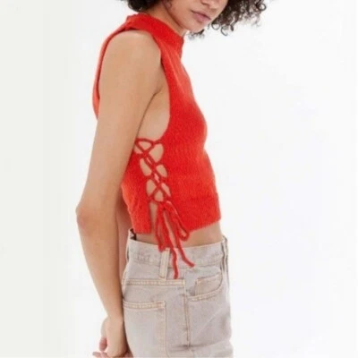 Suéter tejido naranja Urban Outfitters sin mangas talla mediana Foto 1 de 4