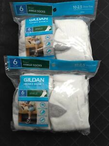 New 2 packs of Gildan Smart Basics boys size 10 - 2.5 socks ankle socks 12 Pair