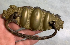 Large Antique Victorian Ornate Nouveau Brass Dresser Bureau Handle Pull Federal - Picture 1 of 9