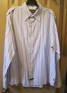SZ XXL ENGLISH LAUNDRY MENS COTTON STRIPED DRESS SHIRT, L/S, WICKS, LOGOS, EUC - Picture 1 of 11