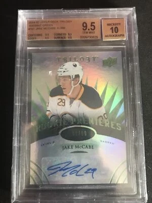 2014-15 Trilogy Level 2 Premieres Radiant Green /99 Jake McCabe #161 Rookie Auto - Image 1 of 2