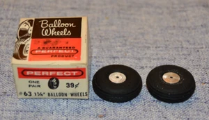 NEW - 1960s Vintage Perfect RC Airplane Ballon Wheels #63 1-1/4 Inch - 1 Pair - Picture 1 of 1