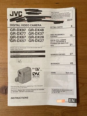 Instruction Manual for JVC GR-DX97 Digital Video Camera (Camcorder) - Image 1 of 2