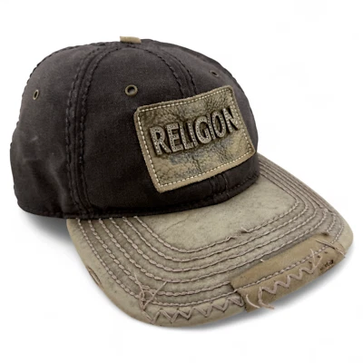 Gorra True Religion Marrón Buda Envejecido RARA DE COLECCIÓN DE COLECCIÓN Ajustable a Presión Foto 1 de 4