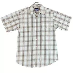 Wrangler Western Shirt Mens M Pearl Snap Plaid Short Sleeve MWR107M - Picture 1 of 8