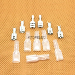 20-100pcs 2.8/4.8/6.3mm Wiring Crimp Terminal Female Spade Connector + PVC Case - Picture 1 of 4