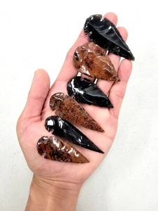 "Lote a granel de puntas de punta de lanza de piedra de cristal puntas de flecha de obsidiana de 2"" a 3" - Imagen 1 de 5