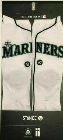 Stance MLB Seattle Mariners Home Jersey Men's Crew Socks ~ Size M  ~ Shoe 6-8.5 Cover