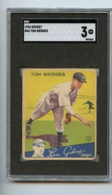 1934 Goudey Tom Bridges Detroit Tigers #44 🚀😳💥 SGC Graded 3 - Image 1 of 2
