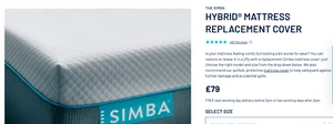 THE SIMBA HYBRID ESSENTIAL MATTRESS REPLACEMENT COVER, 20CM DEPTH, RRP £69/£109 - Picture 1 of 3