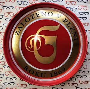 Bandeja de cerveza de plástico Plzensky Prazdroj Gambrinus República Checa 12,5" roja/dorada - Imagen 1 de 3