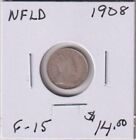 1908 Terre-Neuve pièce de 5 cents argent F-15 inv#1775