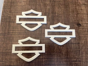 Harley Davidson Emblems, 3 pcs, WHITE , sized for Gas Tank! 3 1/2" - Foto 1 di 7