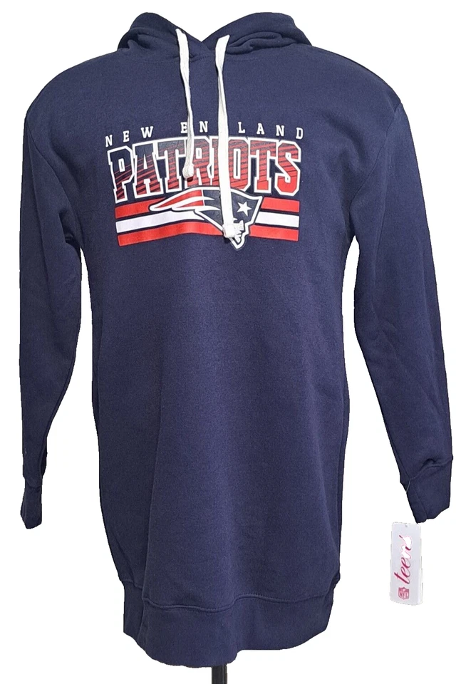 NFL TEENS Girl NEW England Patriots Long Hoodie Hooded Sweatshirt Teen Small