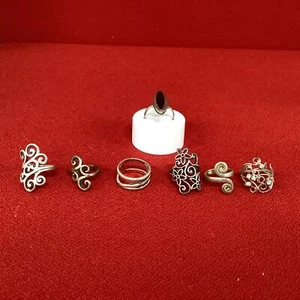 Bundle of 7 - 925 Sterling Silver Rings (J) #307 - Picture 1 of 3