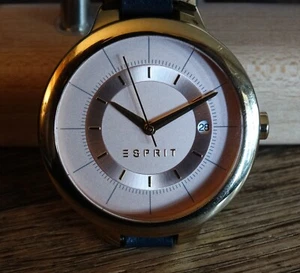 ESPRIT Gold / Rosegold Date Damenuhr m. blauem Armband elegant sehr schön - Bild 1 von 10