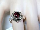 Natural Red Garnet Size 9 Ring 925 Sterling Silver 1.50ct USA Made Rose Flower