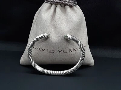 David Yurman 5mm Cable Classic Bracelet with Prasiolite and Diamonds size Medium - Image 1 of 4