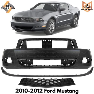 Front Bumper Cover Paintable & Lower Grille Kit For 2010-2012 Ford Mustang Base Foto 1 de 4