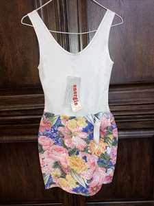 Vintage 1980’s ENERGIE Romper Tropical Print Bodysuit Attached Skirt Size S NWT - Picture 1 of 7