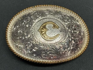 Montana Plateros Placa de Plata Monograma Letra C Metal Hebilla de Cinturón LEER - Imagen 1 de 21
