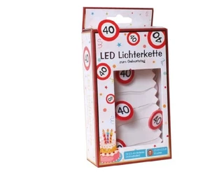 40.Geburtstag LED-Lichterkette im Verkehrsschild Design, 1m mit 10 Lichter, NEU - Bild 1 von 1