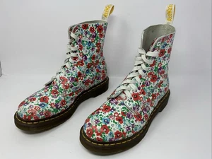 Stivali da combattimento Dr Martens Pascal floreali taglia US 8 EU 39 suole rimbalzanti Airwair - Foto 1 di 10