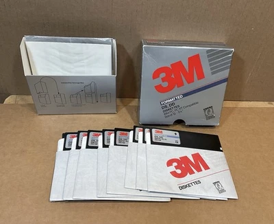 Vintage Complete 3M Box Of 10 Diskettes 51/4” Disks New 12597 - Image 1 of 4