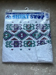Albertsons Lg. Sleeve Lt. Gray Decorative Fruit Of The Loom T-Shirt Size XL NOTE - Picture 1 of 6