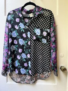 Blusa Judy Knapp Mujer Años 90 Floral Oscura Romántica Lunares Talla Med Celestial - Imagen 1 de 10