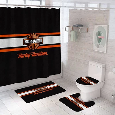 Legendary Harley Davidson Printed Premium V1 Shower Curtain or Bathroom Sets. - Image 1 of 3