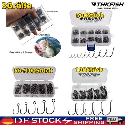 THKFISH 500 Stück Angelhaken Ösenhaken Angelhaken Aus Stahl Mit Kunststoffbox