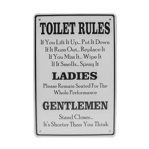 Toilet Rules Funny Pee Tin Bathroom Sign Metal Home Bar Pub Restroom Wall Decor - Picture 1 of 4