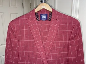 NEW The Savile Row Co. Brixton Red Windowpane Modern Suit Sz 42R - Picture 1 of 10