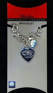 MLB Arizona Diamondbacks Logo Silver Heart Tag Bracelet - Picture 1 of 1