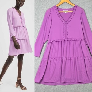 Witchery Dress Womens 6 XS Purple Mini Ruffle Tiered Long Sleeve Cocktail Party - Picture 1 of 18