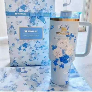 Stanley x Love Shack Fancy Tumbler 40oz Rosa Beaux Blue Holiday Limited Edition - Picture 1 of 2