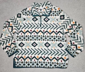 LL Bean Sherpa Pullover Signature Collection AZTEC Fleece Sweatshirt L - Picture 1 of 4