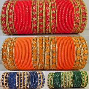 Indian Bollywood Traditional Wedding Metal Bridal Bangles Fashion Jewelry Set - Picture 1 of 9