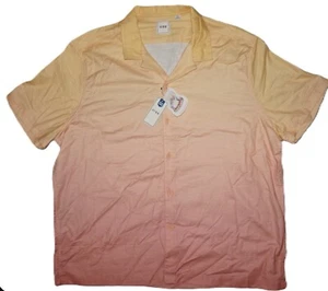ROWM Mens Short Sleeve Hawaiian Shirt XXL Stretch Peach Two-Tone Gradient NWT - Picture 1 of 3