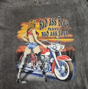 Vintage Biker T-shirt Medium Bad ass Boys have Bad ass Toys - Picture 1 of 8