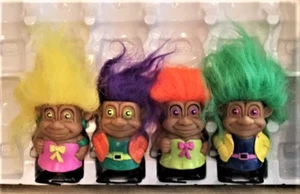 1 BOX OF 4 VINTAGE WINDUP WALKING TROLLS TOYS BRAND NEW MINT NEVER USED ANTIQUE - Picture 1 of 5