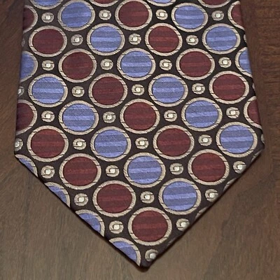 Corbata de cuello vintage Stafford azul marrón hecha a mano 100 % seda para hombre hecha en China Foto 1 de 4