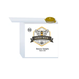 Lumin Wick 100% Pure Beeswax Tea Light Candles, 4 Hours Each, Unscented (50PK) - Picture 1 of 3
