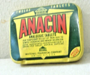 VINTAGE ANACIN 12 TABLET TIN WITH PRODUCT - Picture 1 of 4