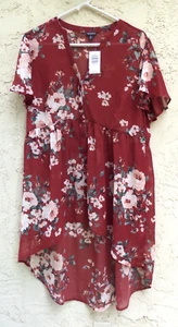 ❤ CAMICIA OVERCAMICIA A MAGLIA TORRID $49,50 NUOVA CON ETICHETTE TAGLIA 0 L 12 ""FLORAL"" S/S TUNICA ~ BUSTO 42" - Foto 1 di 3