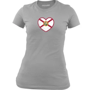 Original Ladies Florida Heart State Flag T-shirt - Picture 1 of 4