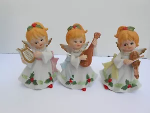 3 statuine vintage Homco angeli di Natale violino musicale 5551 interni casa - Foto 1 di 3