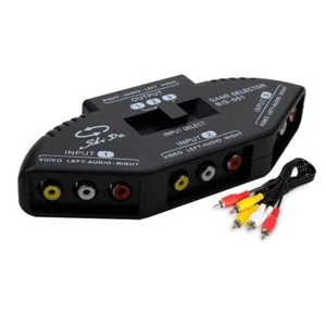 3 Wege Audio Video AV RCA Schalter Multi Box Composite Selektor mit 2 Fuß Kabel - Bild 1 von 4